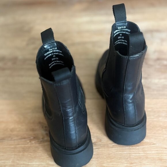 Thursday Boot Co. Legend Platform, Black Leather Chelsea Boots, Size 6 - Picture 5 of 7